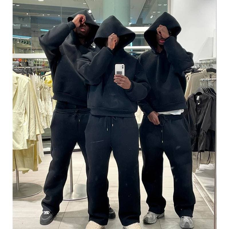 Unisex Oversized Hoodie & Jogger Set - Streetwear Casual Pullover Sweatshirt With Pockets, Comfortable Lounge Wear For Men & Women