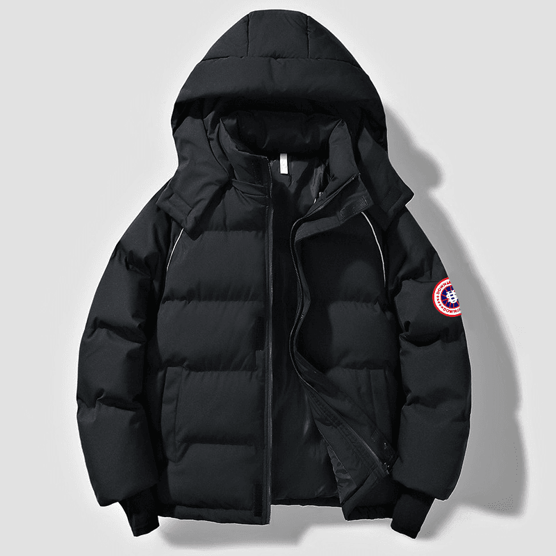 His & Hers US Map Patch Puffer Jacket - Couple's Winter Coat With Detachable Arm Badge, Windproof Streetwear