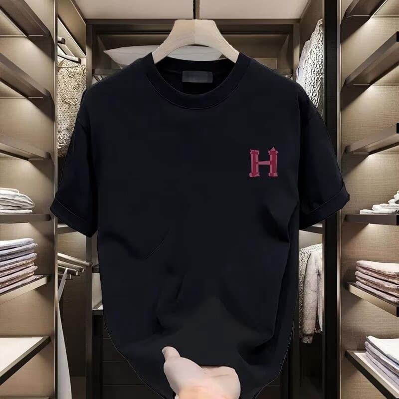 T-shirt à manches courtes pour hommes, nouvelle marque de mode d'été 2024, haut ample à col rond en pur coton pour hommes