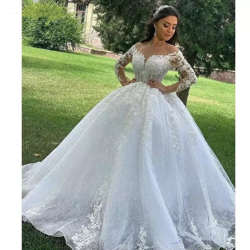 Women's Clothing wedding dress with backless slim fit long sleeves