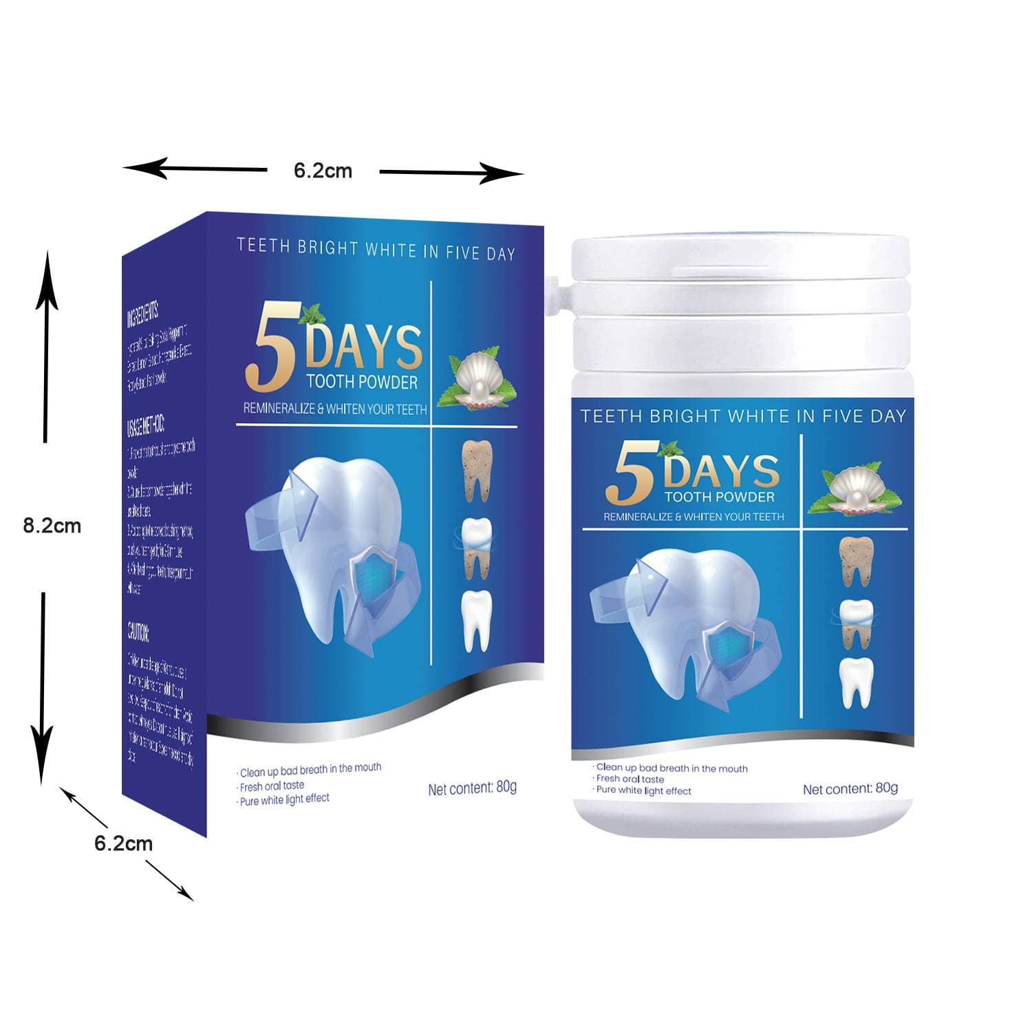 Teeth Powder Whitening, Pearl Probiotic Tooth Powder , Mint Refreshing Smell, Effective Teeth Whitener, Removing Stains, Removing Yellows