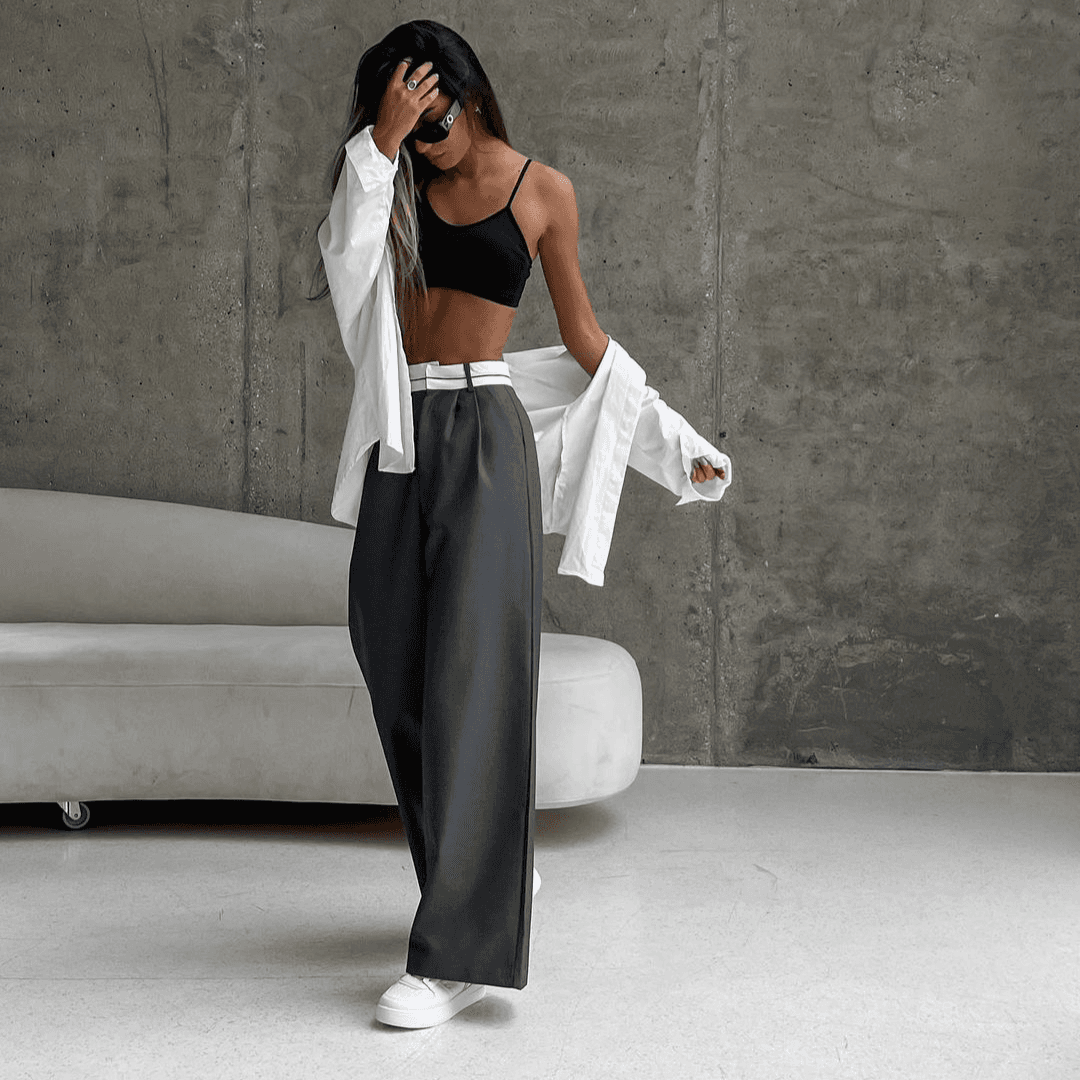 Spring New Solid Color Fashionable Slim Casual Trousers Niche Design Floor Length Suit Pants