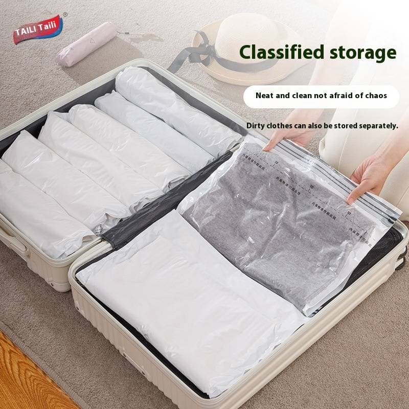 Travel Vacuum Compression Bags Small Size For Clothes Suitcase Hand Roll Sealed Storage Packing Organizer​