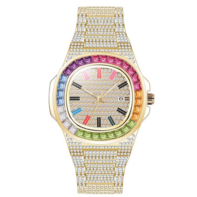 Diamond Watches Colored Calendar Ladies Fashion Quartz Watch