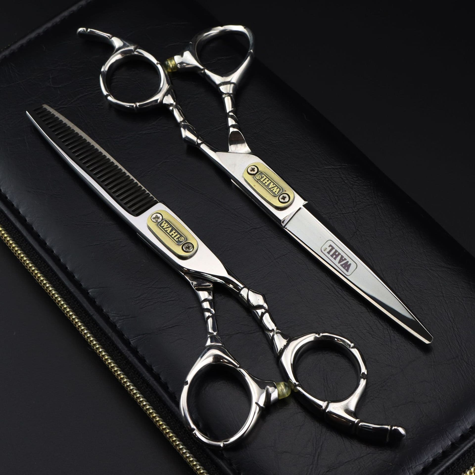 6.0inch Bamboo Joint Irregular Handle Bao Style Bright Color Flat Hairdressing Haircut Scissors