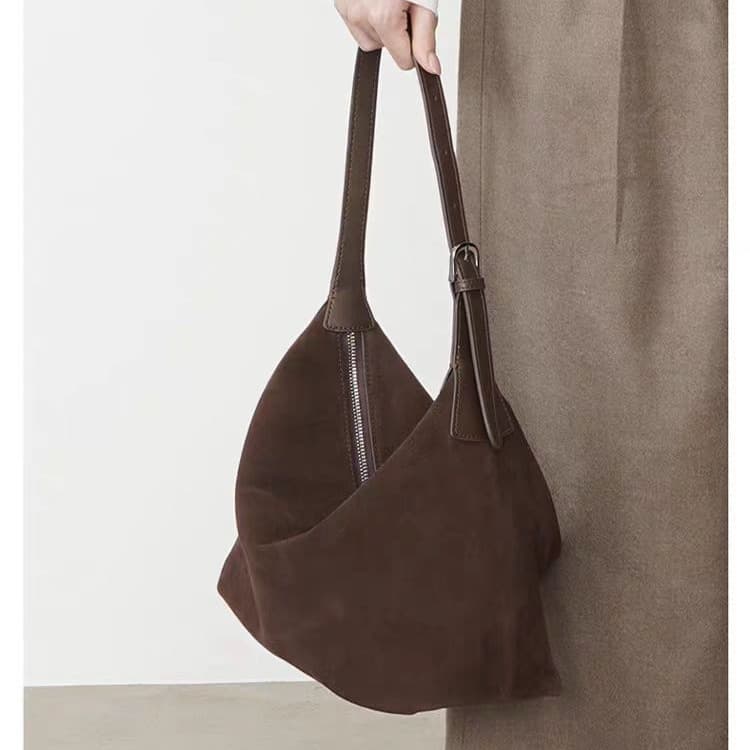 Handheld suede frosted tote for women 2024 new autumn and winter high-end feeling single shoulder underarm dumpling bag