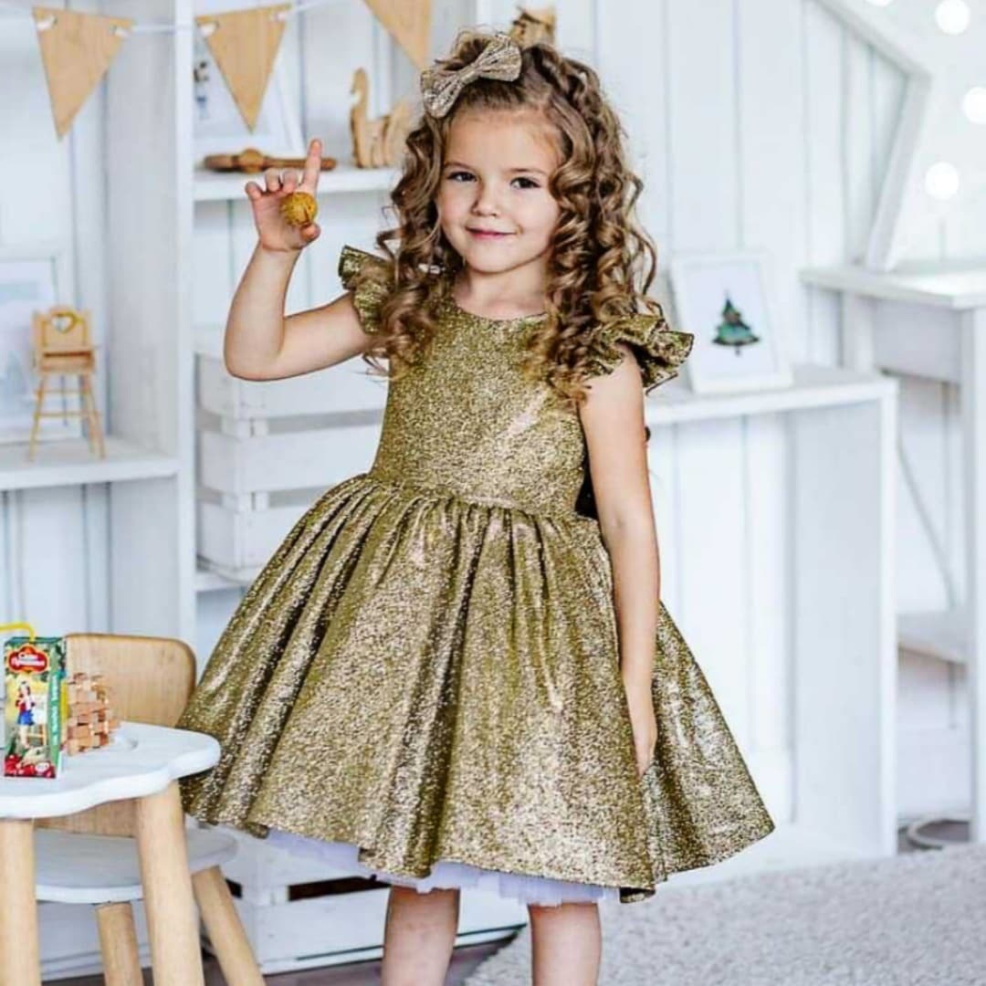 Girls' Sequined Princess Dress Sparkly Evening Gown Cotton Polyester Runway Birthday Emcee Christmas Performance Costume For Toddlers