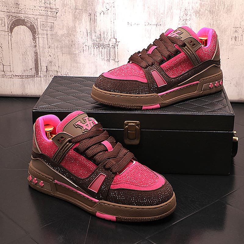 Marque européenne tendance, chaussures décontractées haut de gamme ornées de strass, baskets de créateur, chaussures pour hommes élégantes et