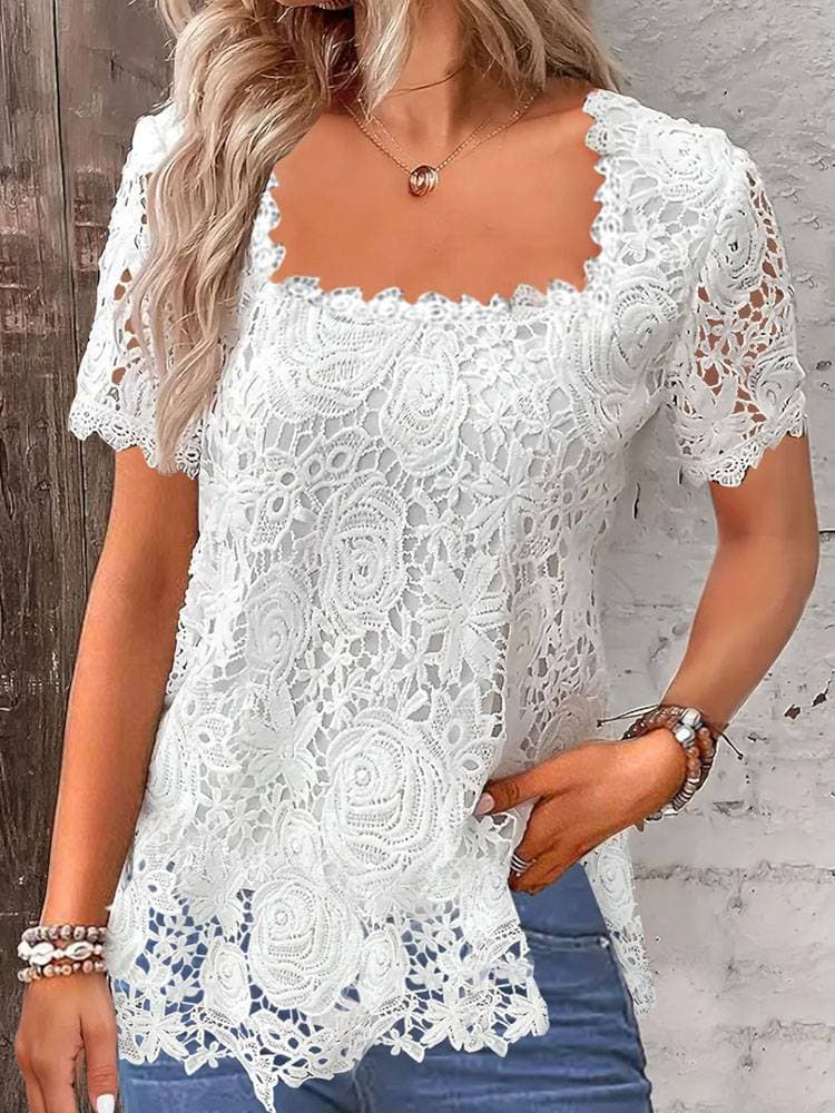 Women's Summer New Hot Sale Holiday Elegant Lace T-shirt Top