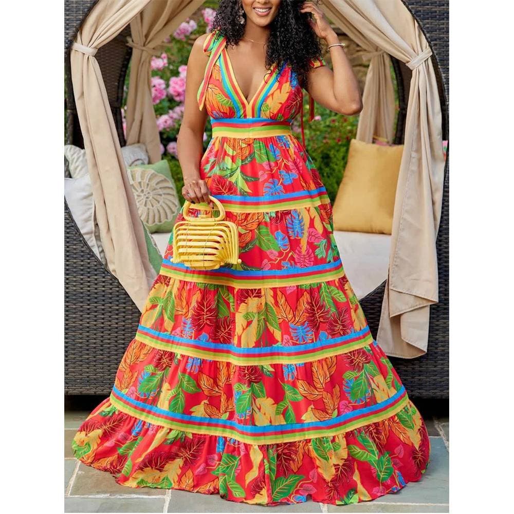 Women's Large Lolita Style Printed Dress