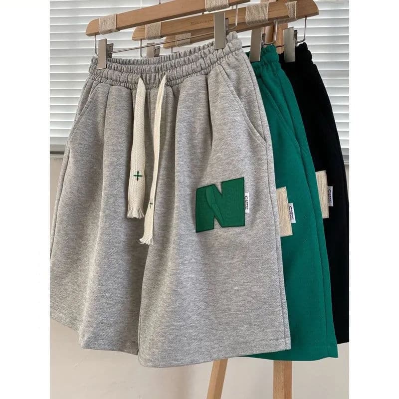 Men's Clothing Summer Embroidery Couple Casual Shorts Men And Women Ins Loose Straight Sports Pants Oversize Mid-length Pants