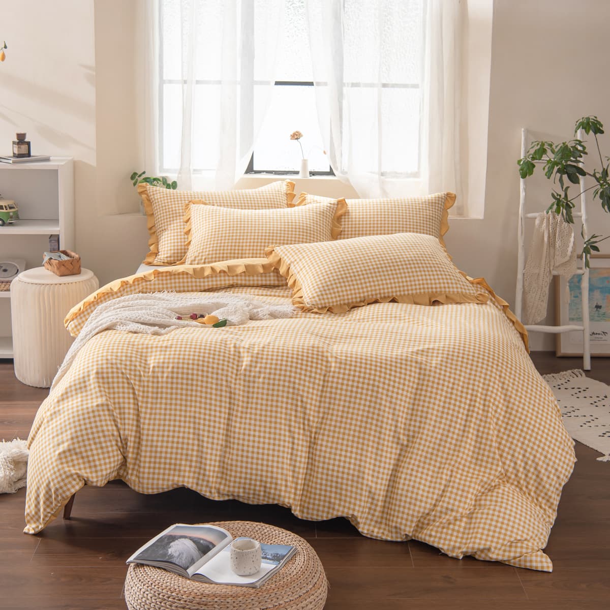 Soft Brushed Duvet Cover Set - Modern Solid & Printed Designs (5 Colors), Single/Double/King Size, Wrinkle-Resistant & Hypoallergenic