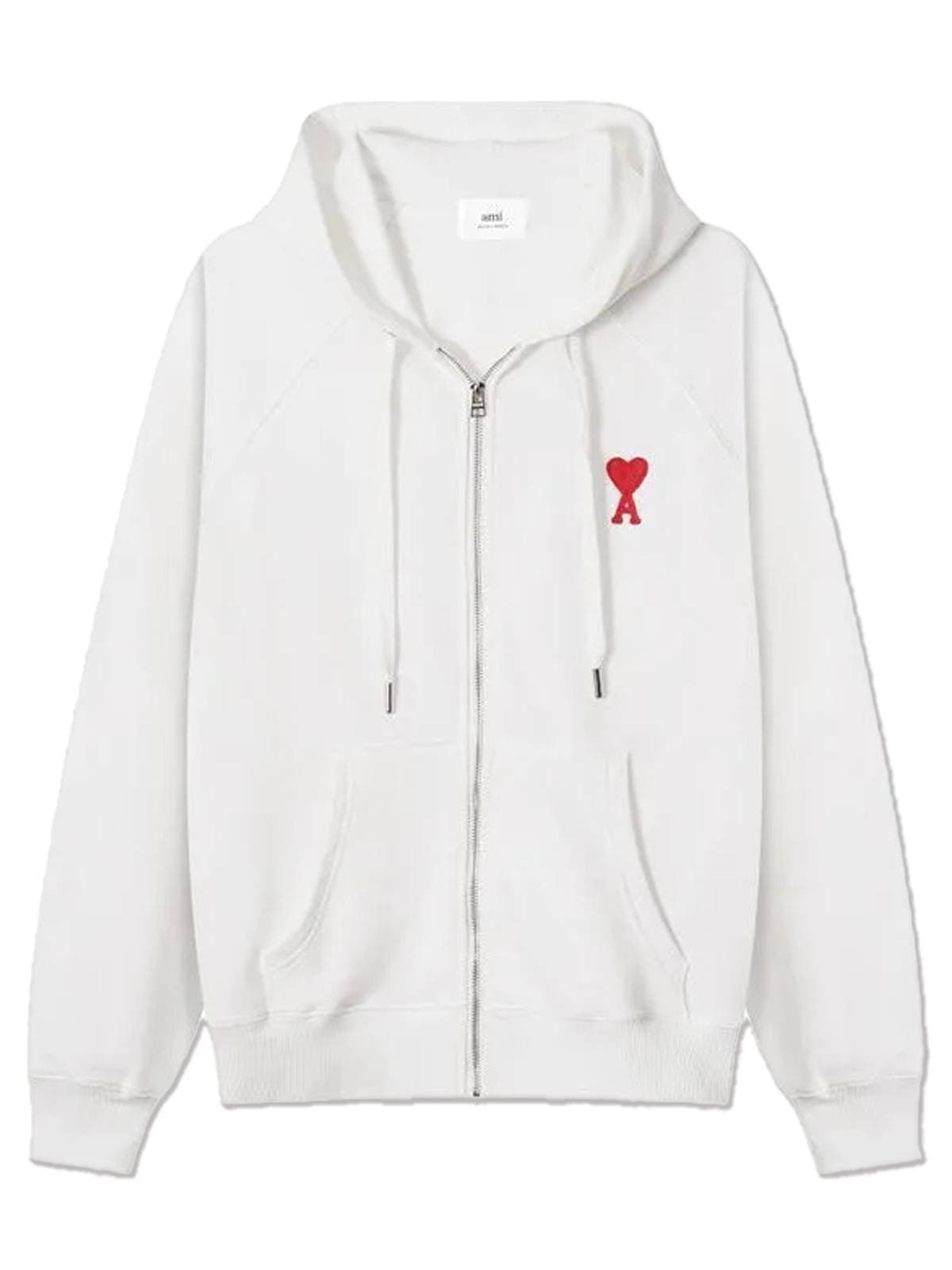 Sweat à capuche zippé AMI, coupe ample, style couple, avec broderie cœur rouge, en coton durable, style décontracté automne-hiver