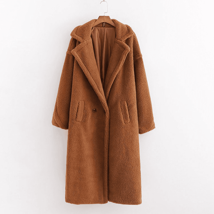 Women's Clothing Loose Lambskin Coat Teddy Fur Large Lapel Medium Long Plush Coat Cotton Coat