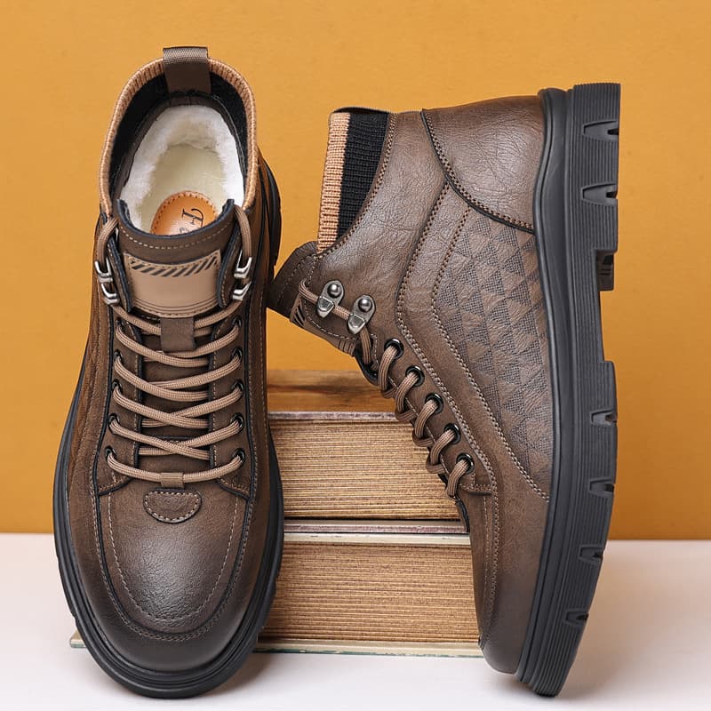 High Top New Autumn Sports Casual Men S Leather Martin Boots Outdoor Motorcycle Work Shoes