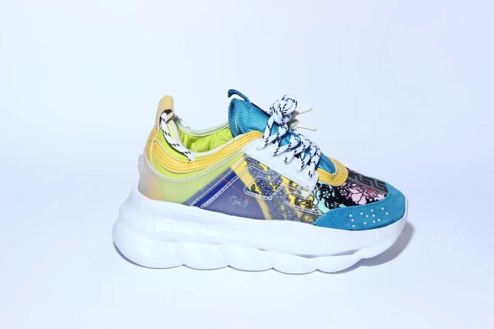 Top Casual Chaussures Italie Réfléchissant Hauteur Chain Reaction Baskets Triple Noir Blanc Multicolore Daim Rouge Bleu Jaune