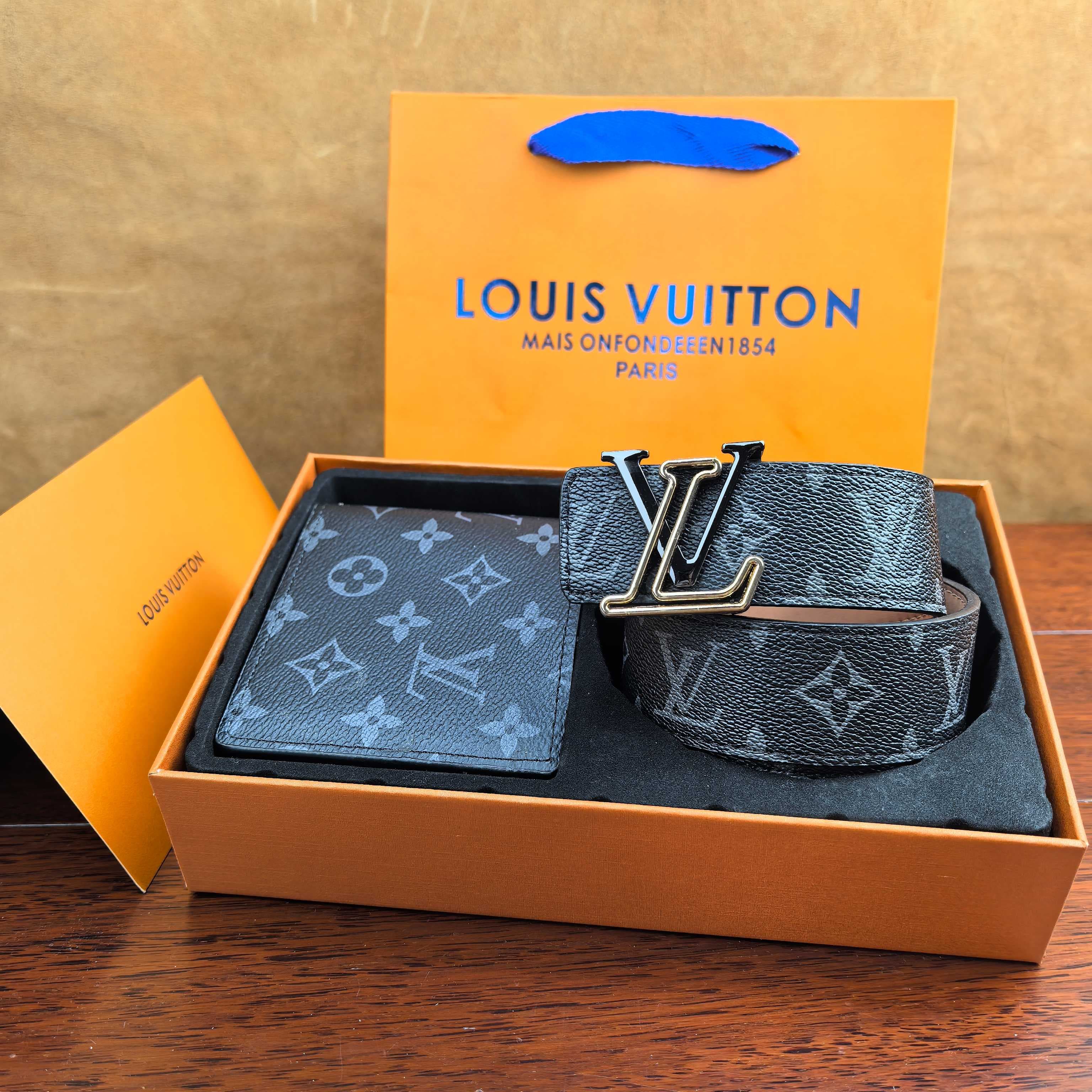 Coffret cadeau - Combinaison portefeuille et ceinture pour homme, luxueuse et tendance