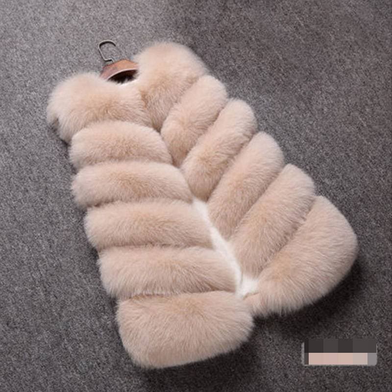 Gilet en fourrure de renard pour femme, coupe mi-longue, nouveau modèle