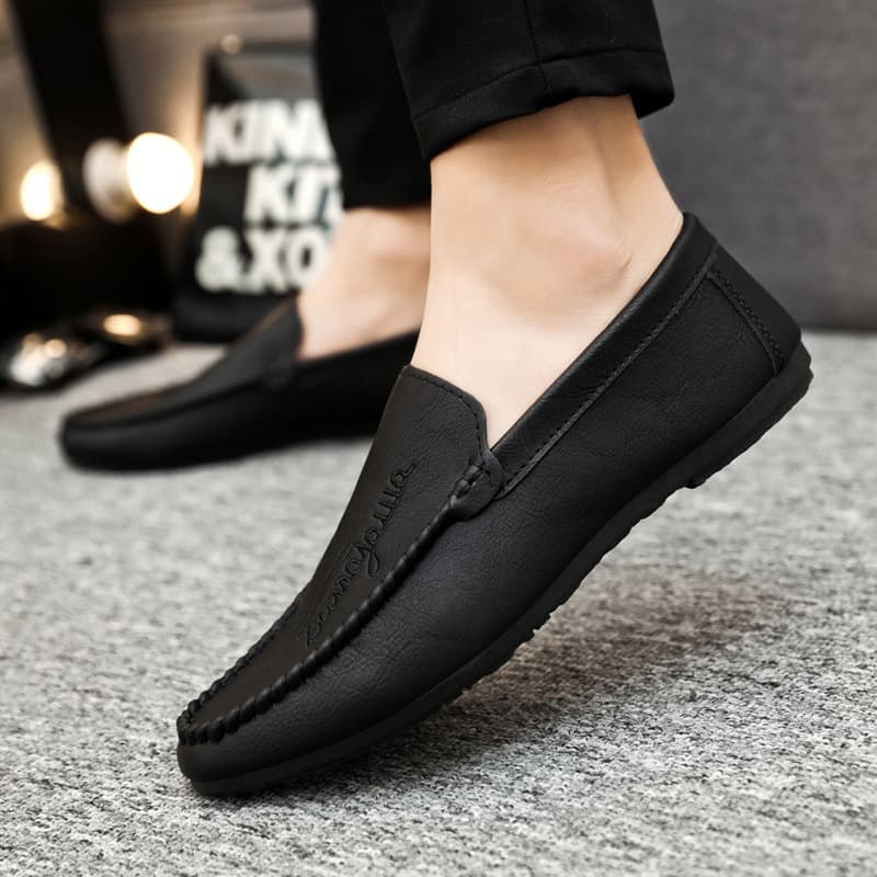 Summer New Men's Loafers 2024 Driving Casual Leather Shoes Soft Sole Slip-on Men's Trendy Street Shooting Internet Celebrity Shoes