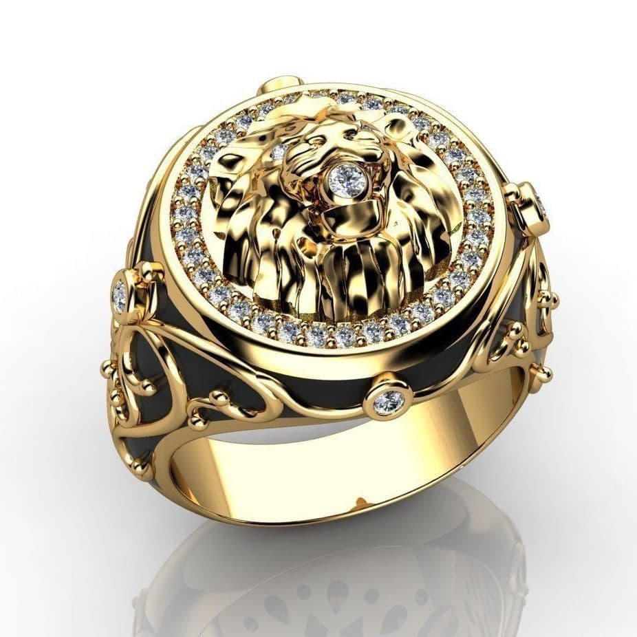Hip Hop Punk Rock Personality Street Fashion Male Zircon Lion Ring Engagement Ring Male Female Ring