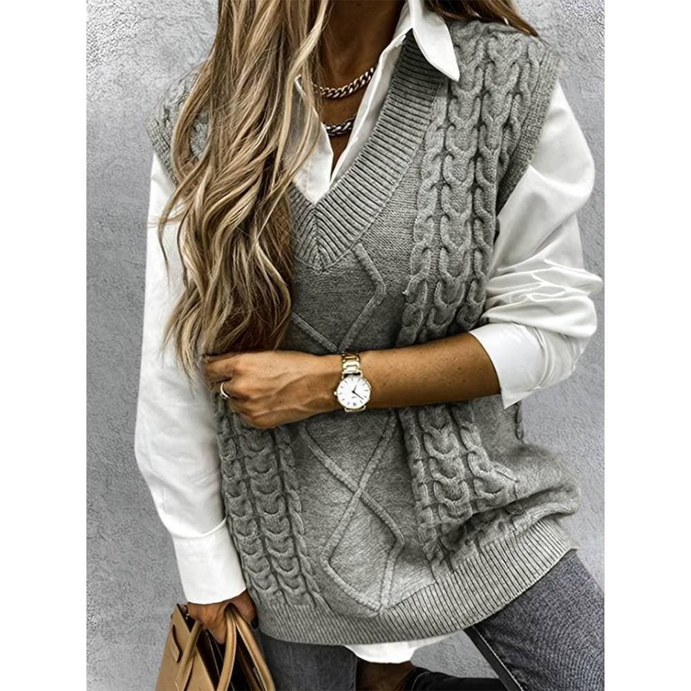 Women's Clothing Source Manufacturers Sweater Vest Women's Vest Clip V Neck Sleeveless Twisted Sweater