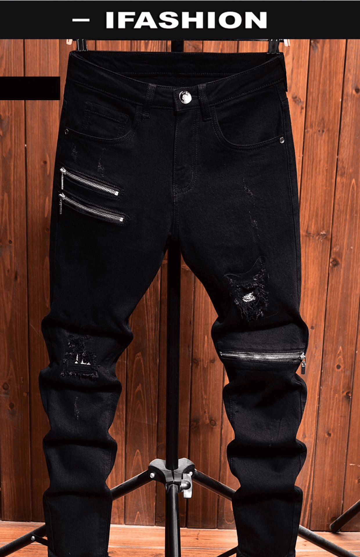 Men's Clothing End Jeans For Men Autumn And Winter All Match Korean Style Trendy Black Elastic Slim Fit Zipper Trousers Winter