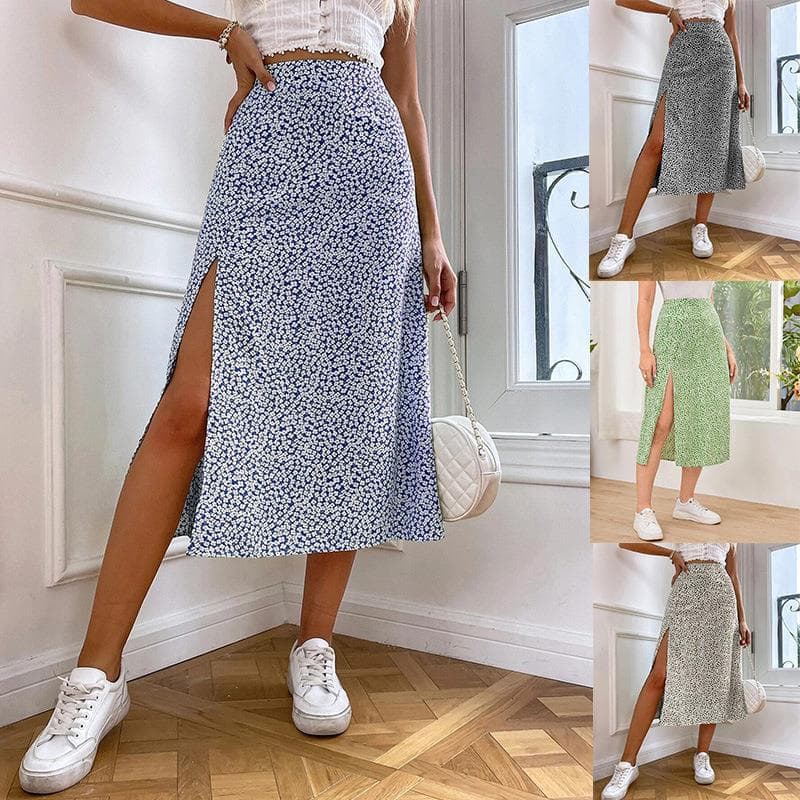 Women's Clothing Slit A-line Hip Mid-waist Long Skirt