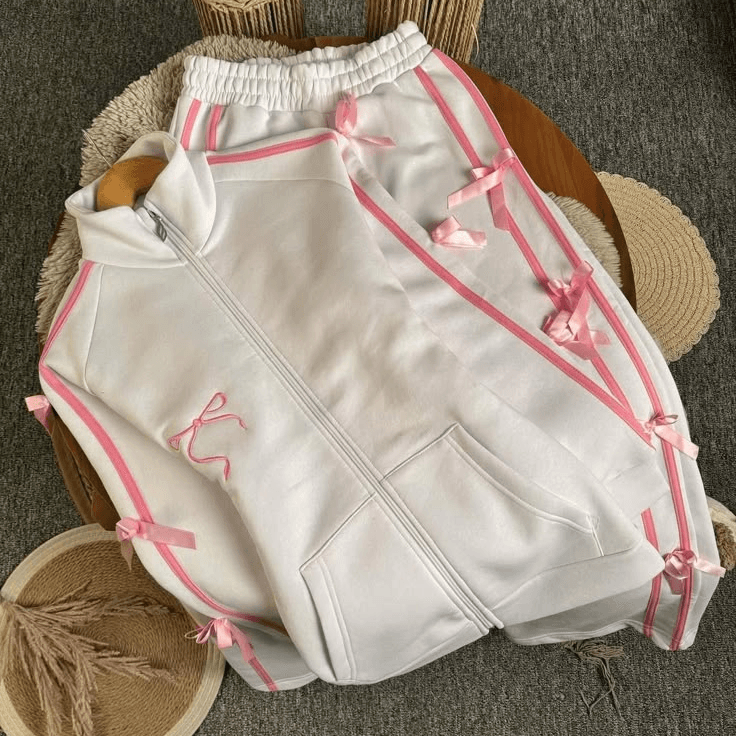 Women's Clothing New Bow Sports Leisure Sweater Jacket Women's Straight Pants