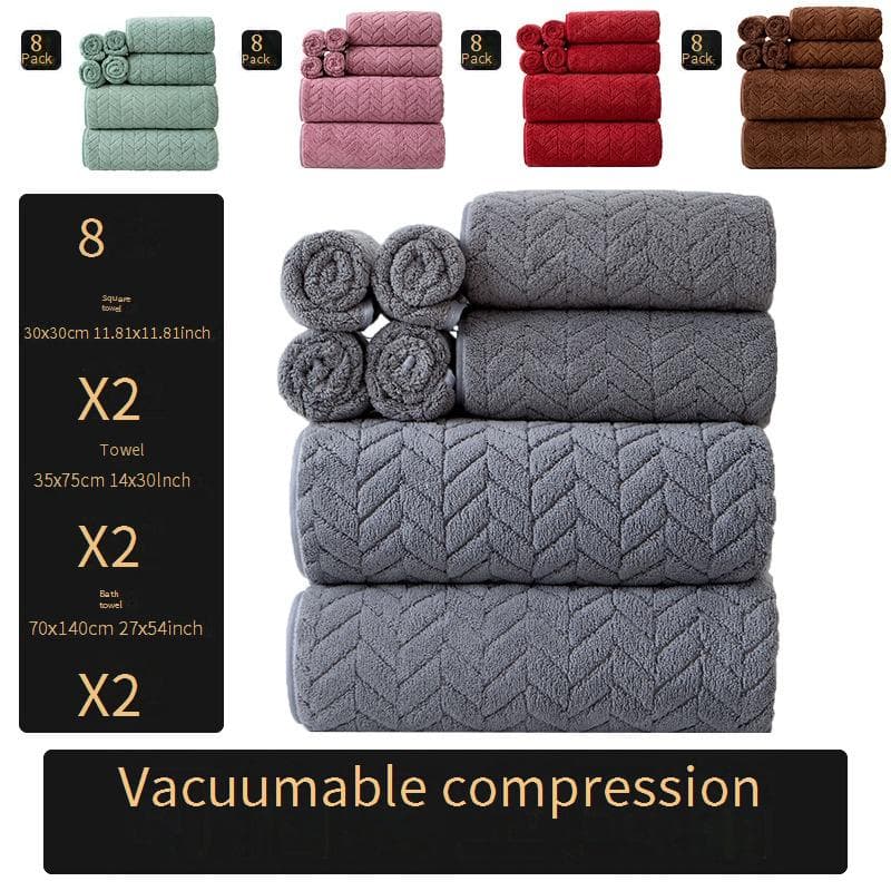 Coral Fleece Towel Set - Ultra Soft, Quick-Dry Bath, Face & Hand Towels For Home & Travel, Non-Shedding, 3/4/6/8-Piece Sets