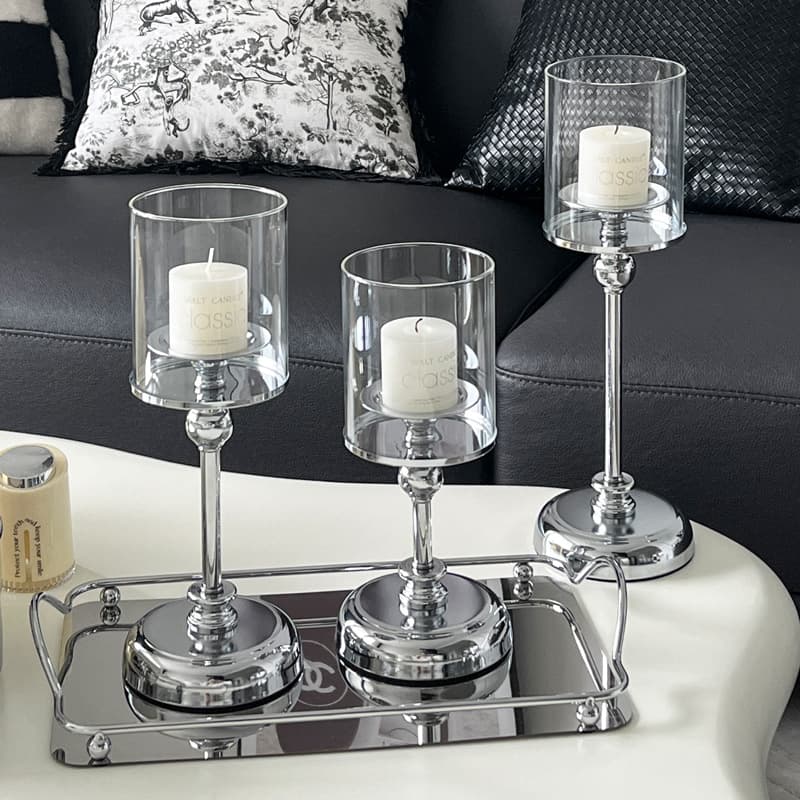 European style metal glass candlestick ornaments, light luxury, Chinese and Western dining tables, romantic candlelight dinner at home