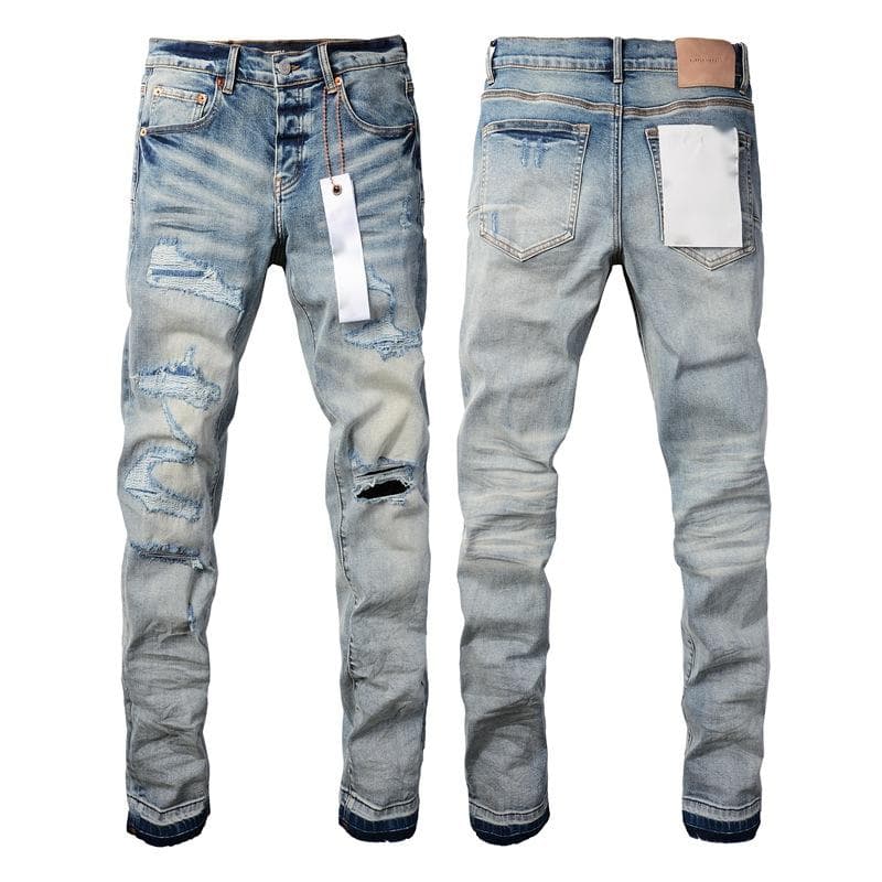 Jean déchiré violet de haute qualité pour homme, style streetwear