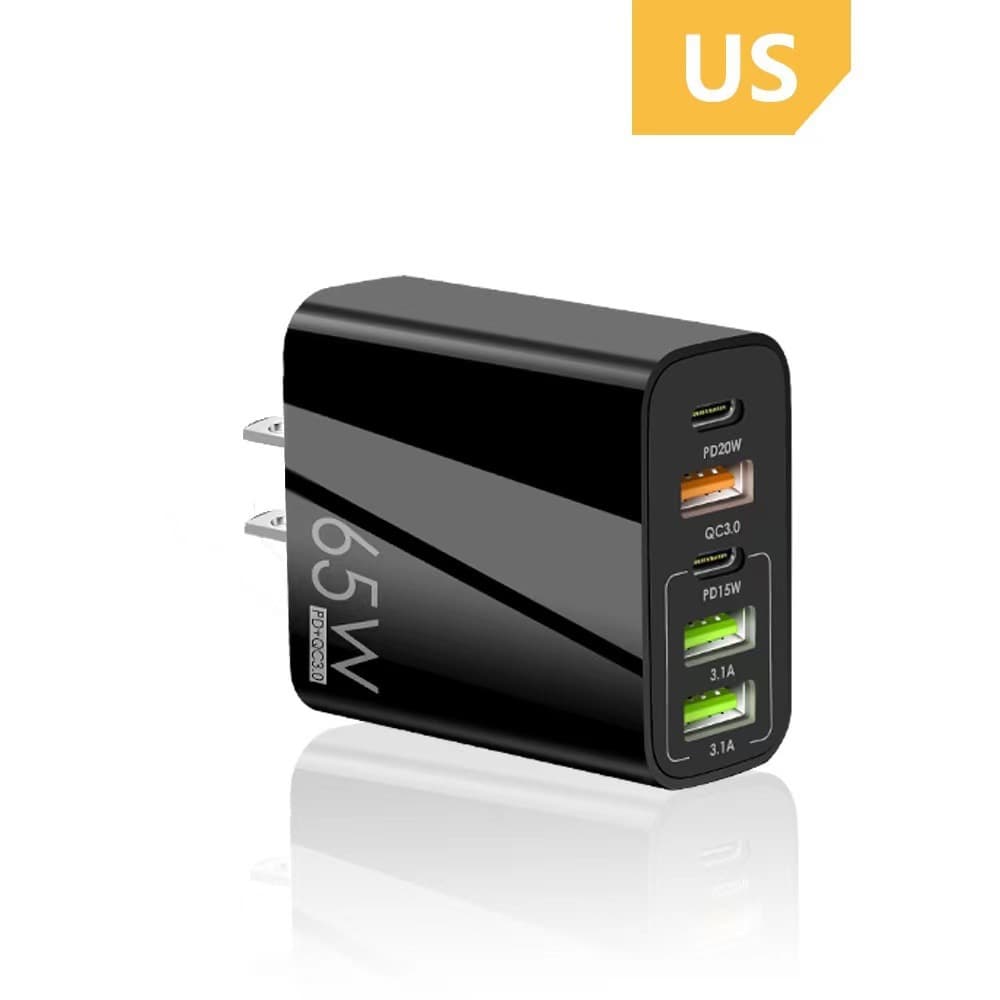 65W GaN Chargeur USB PD Muti Plugs Charge Rapide Chargeur GaN Téléphone Mobile Charge Rapide Type C