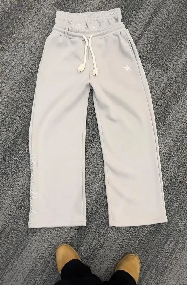 Men's Clothing Casual Simple Couple Fashion Creative Double Waist Folding Sweatpants