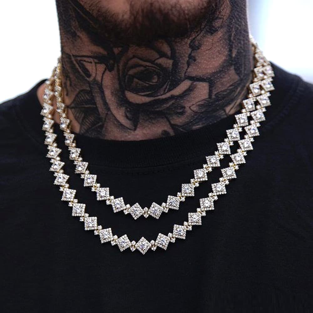 Hip Hop New Tennis Chain Diamond Zircon Necklace Fashion Trend Hip Hop Rap Necklace