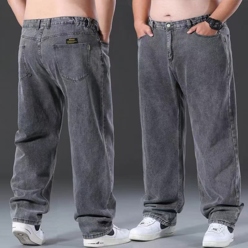 Men's Clothing Plus Size Pants Fat Guy Loose Straight Wide Leg Deep Crotch Big Trousers