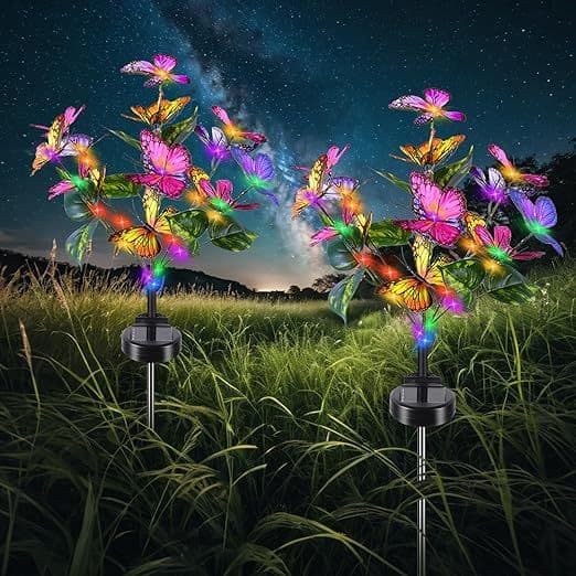 New Hot Selling Solar 4 Head 5 Head Butterfly Lantern Outdoor Lawn Garden Decoration Atmosphere Lamp