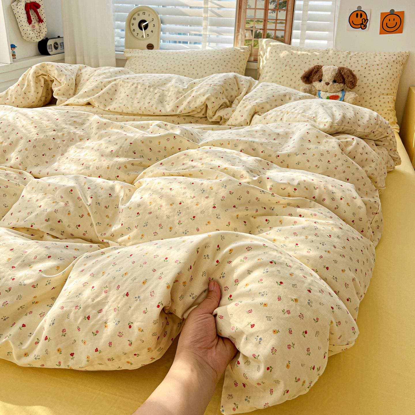Pure Cotton Double Layer Bedding Set Baby Grade Duvet Cover Sheet Cloth Single Double Bed Three-Piece Quilted Bedspread