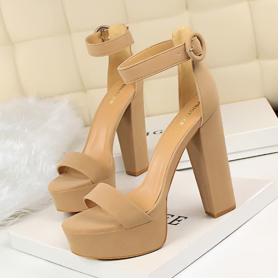 1550-1 Wind Coarse Super Slim High Heels Sexy Nightclub Women's Shoes Waterproof Platform Open Toe Belt Buckle Sandals