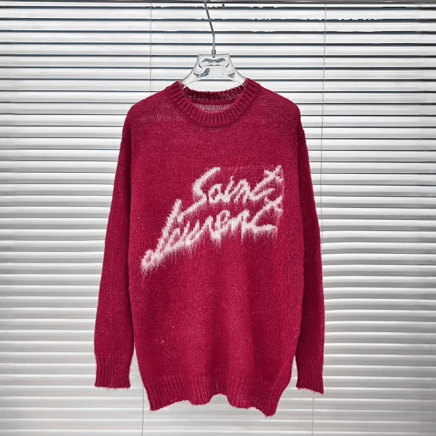 Pull ample en mohair noir doux avec lettre signature, style décontracté, pour hommes et femmes