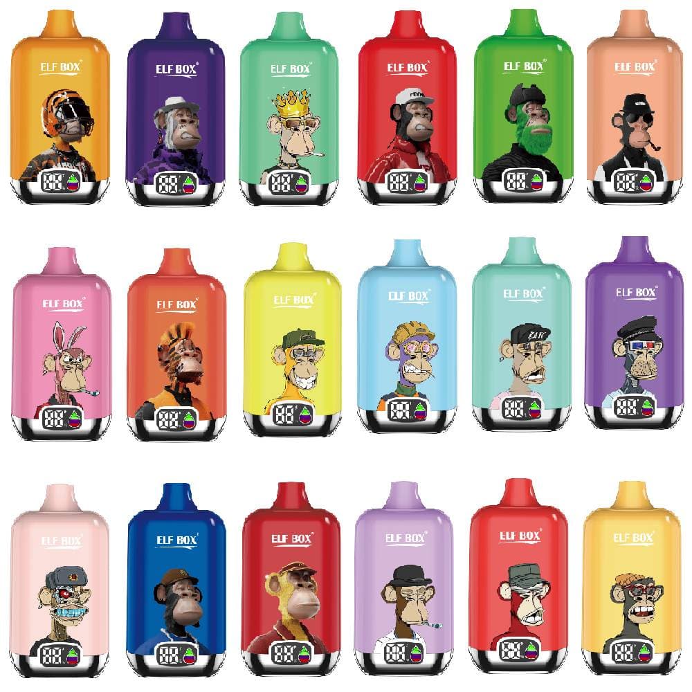 20PCS Cool Monkey 25ml Puffs 12000 9000 Elf Box Écran d'affichage Vape Puff Distributeurs E Cigarettes Puff Bar Happ Bar Cigarettes électroniques j