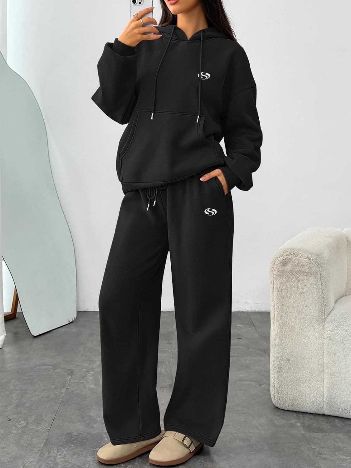 ​​Unisex Printed Fleece Tracksuit - Full-Zip Hoodie & Jogger Set For Streetwear Comfort​​-B2