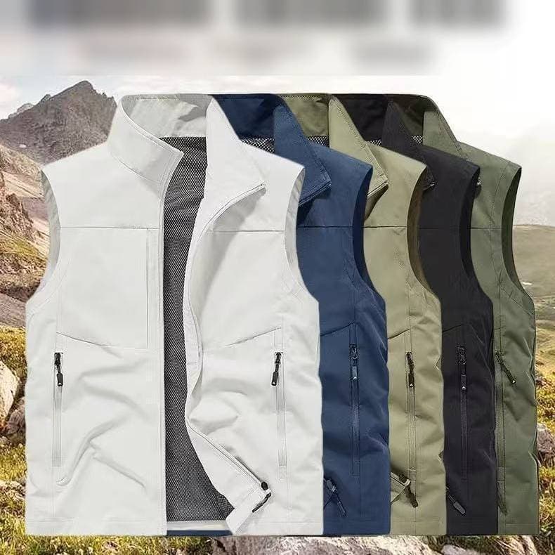 Men's Clothing Men's Thin High Quality Solid Color Stand Collar Vest For Spring And Autumn Outdoor Breathable Top