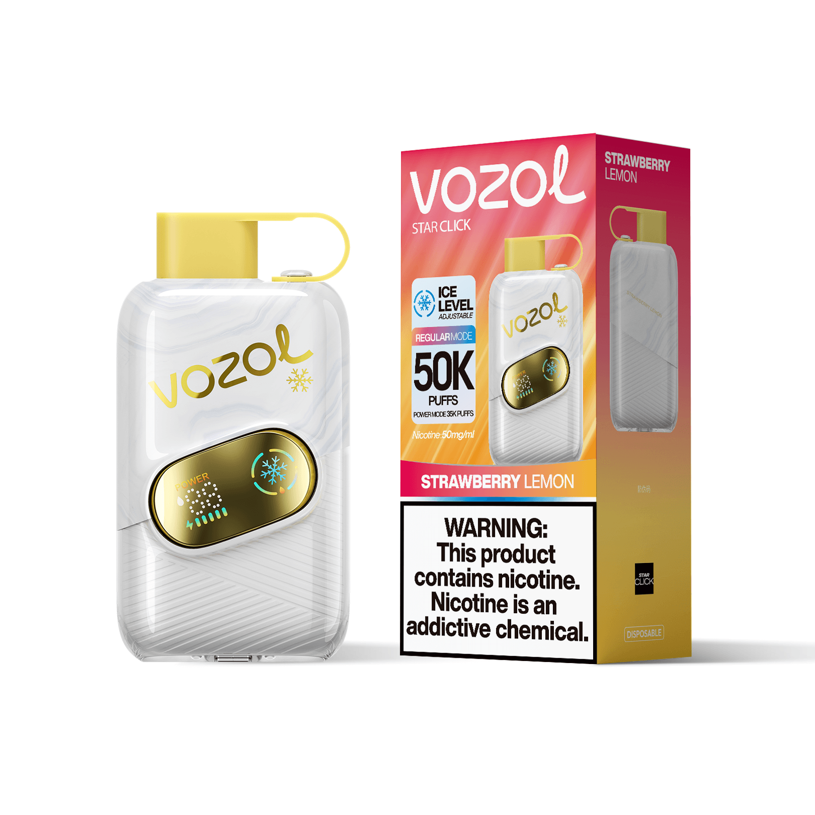 Entrepôt UE 1 PCS Vozol Star Click 50000 Bouffées 50k Vape Jetable avec Écran Bildschirm Vape Boisson Énergisante Longue Durée