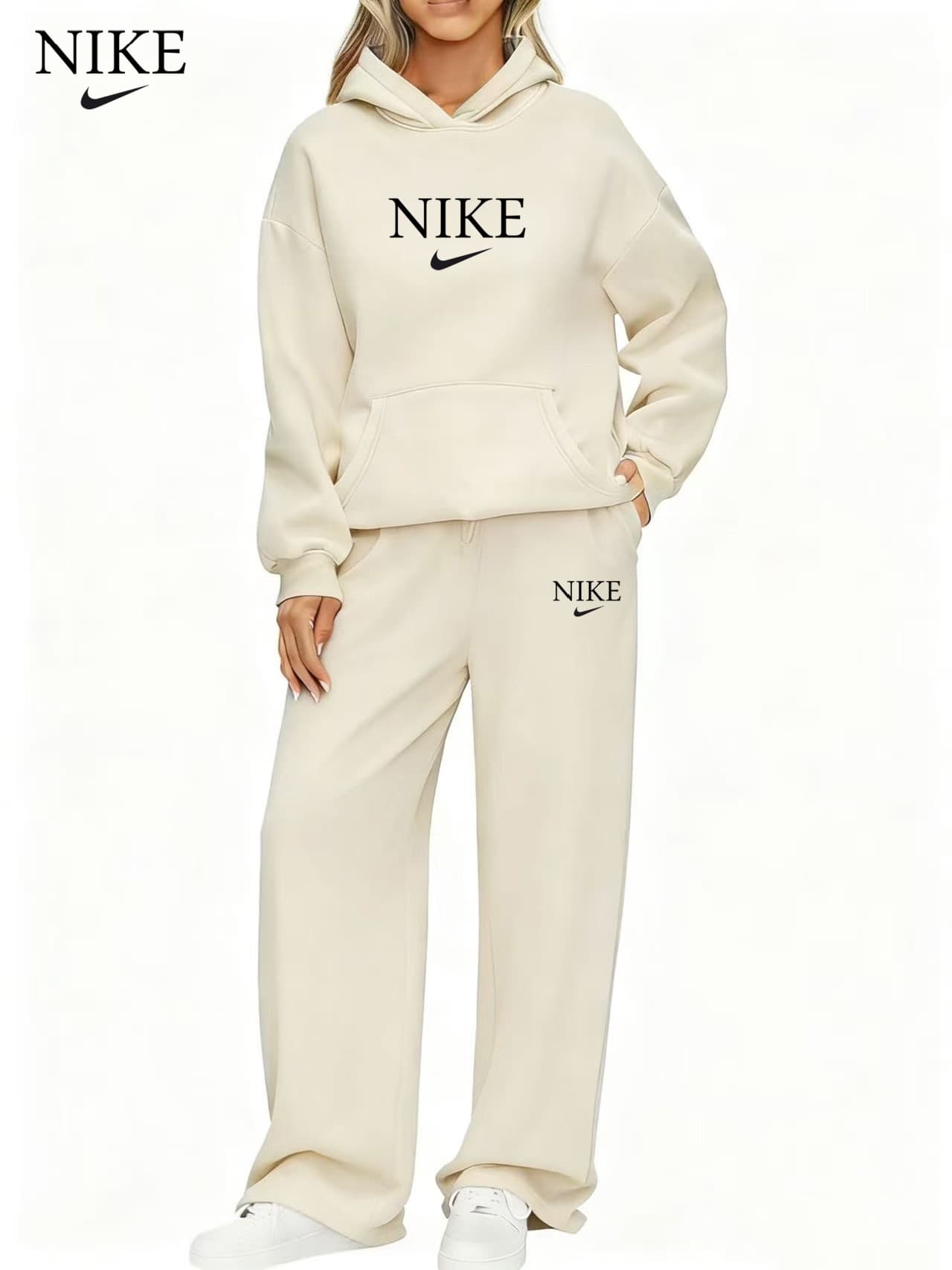 Ensemble de survêtement Nike pour femme, sweat à capuche oversize, pantalon de jogging, style streetwear, 2 pièces