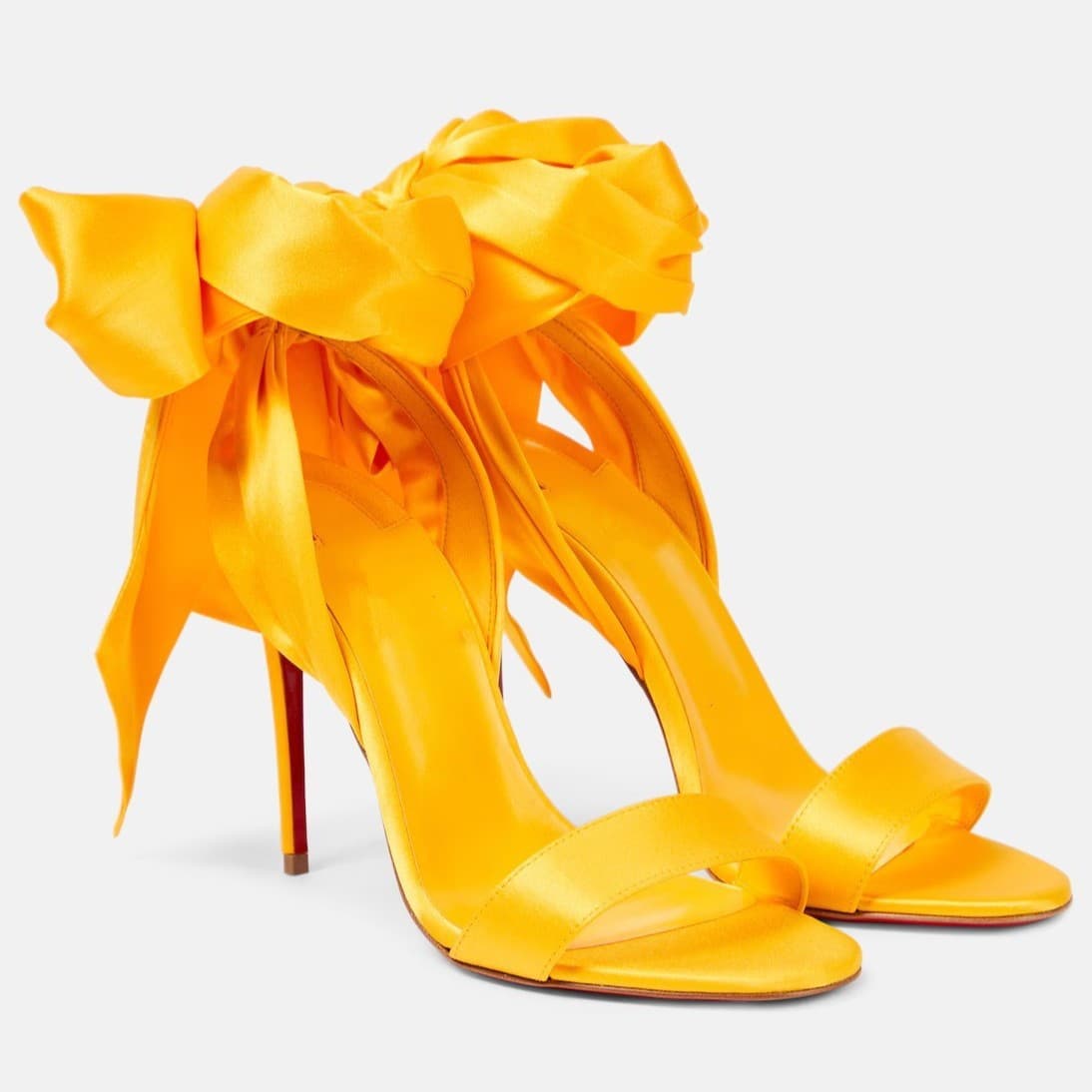 Stiletto Heeled Satin Sandals with round Toe Ankle Strap Bow Roman Open Toe plus Size Women's Shoes