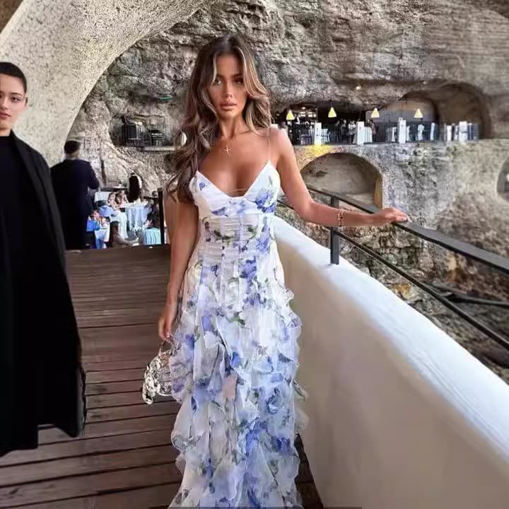 Women's Clothing Fashion Chiffon Print Fairy Long Temperament Evening Dress