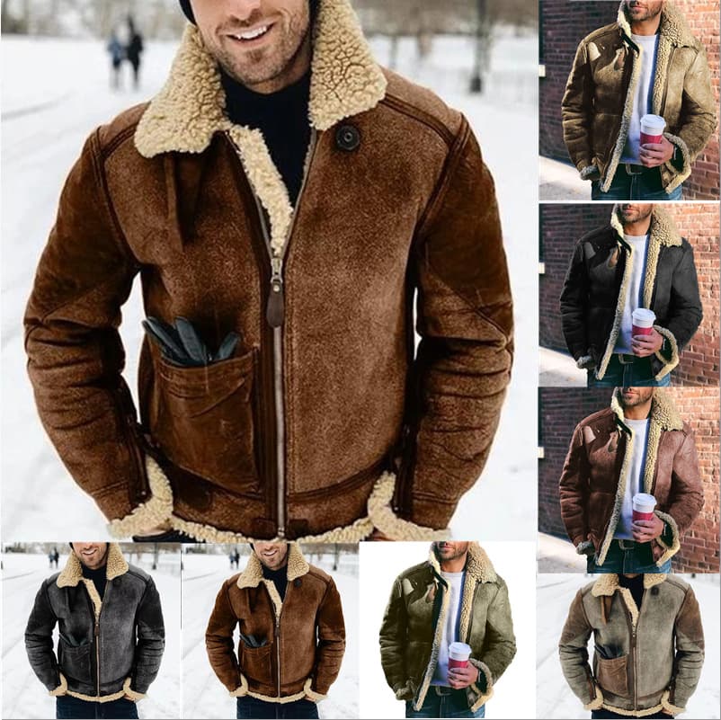 Veste homme en daim avec col montant boutonné, coupe slim décontractée pour le printemps/automne, le bureau et les activités de plein air