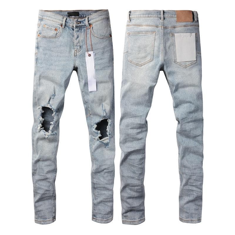 Jean déchiré violet de haute qualité pour homme, style streetwear