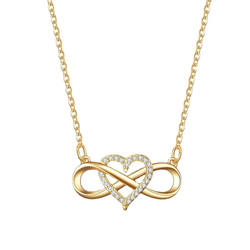 Romantic Fashion Silver Gold Color Infinity Forever Love Necklace Cz Happiness Heart Pendant Necklace For Women Gift Jewelry