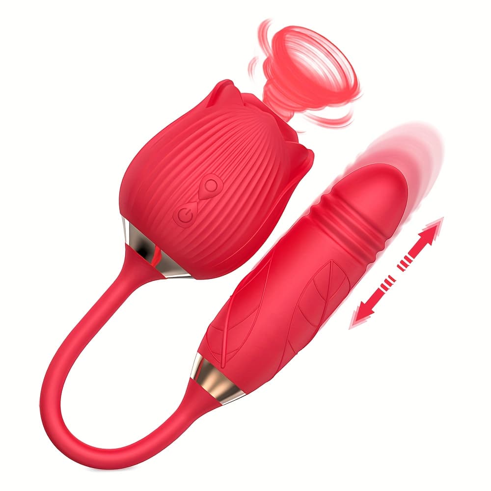 Rose Vibrator 7-frequency Sucking 7-frequency Telescopic For Women Sex Toy Sucking Nipple Telescopic Impact Stimulation Clitoral Female Adult Supplies